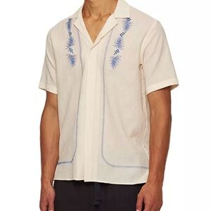 Orlebar Brown Maitan Anthinos Camp embroidered cotton bowling shirt M NWOT